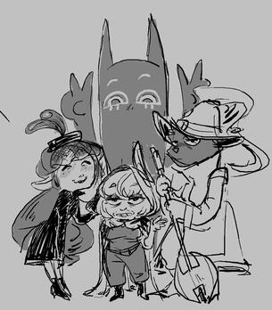 Sketch sample, three characters.